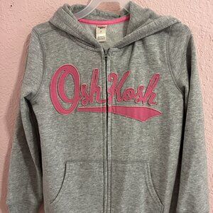 Oshkosh grey hoodie with pink letters for girls. Size 7